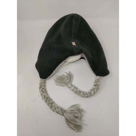 Sock Monkey Knit Beanie Hat Cap Button Eyes 100% Acrylic Gray White - Picture 8 of 10